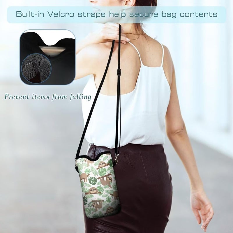 FREZORA Cell Phone Sleeves Bag Case Crossbody Neoprene Holder Lanyard Phone Pouch for Women Men 7.5 X 4.5 Inches - Sloth - Image 5